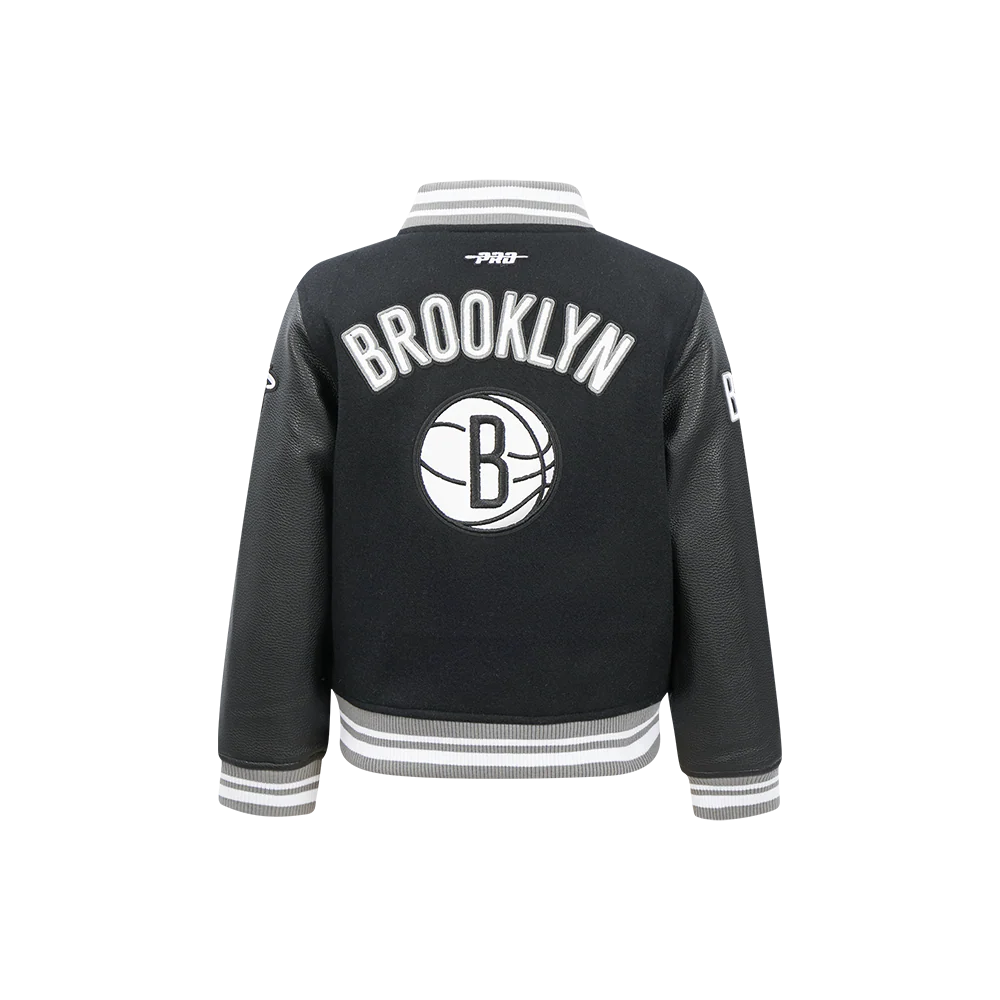 NBA BROOKLYN NETS RETRO CLASSIC LITTLE BOYS RIB WOOL VARSITY JACKET