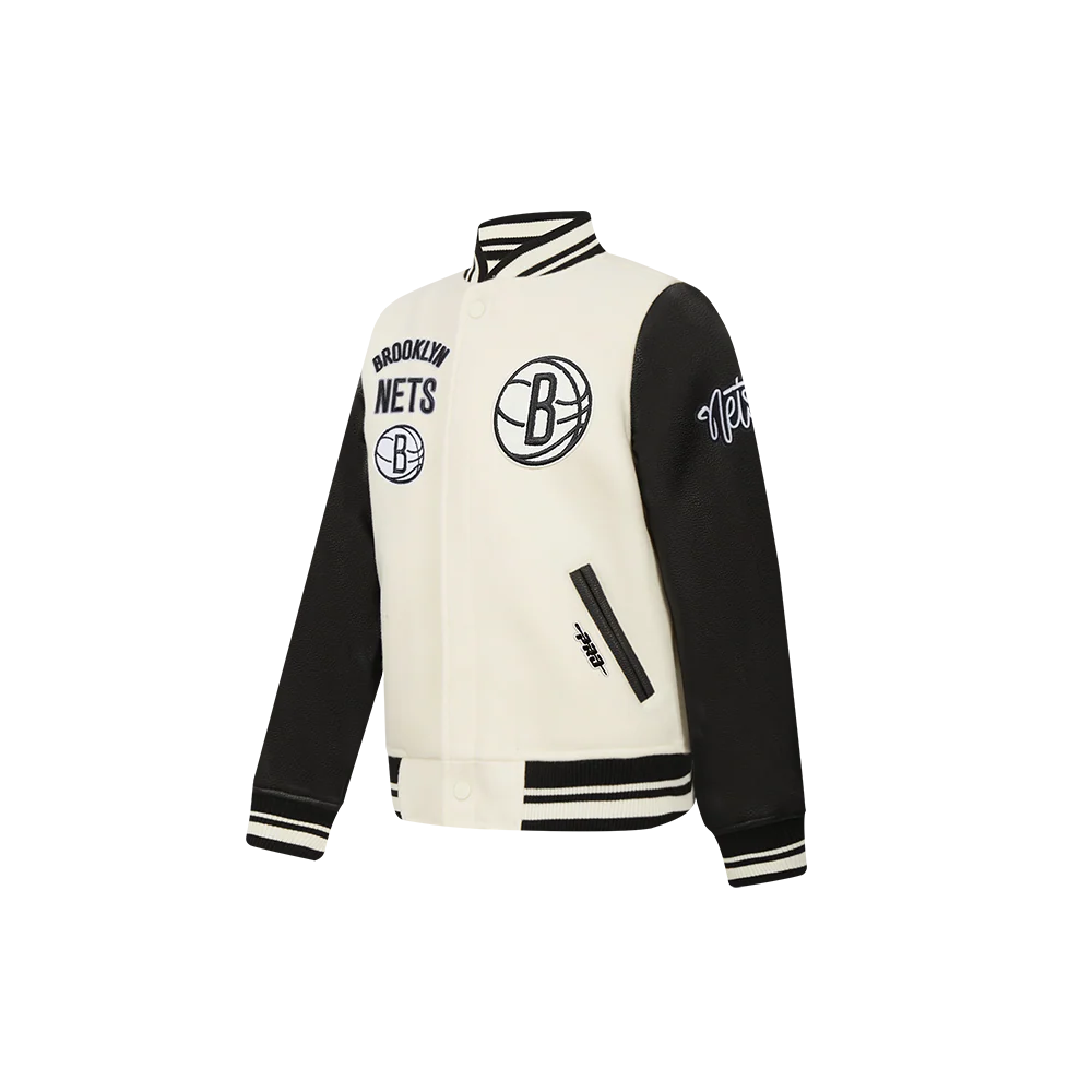 NBA BROOKLYN NETS RETRO CLASSIC LITTLE BOYS RIB WOOL VARSITY JACKET