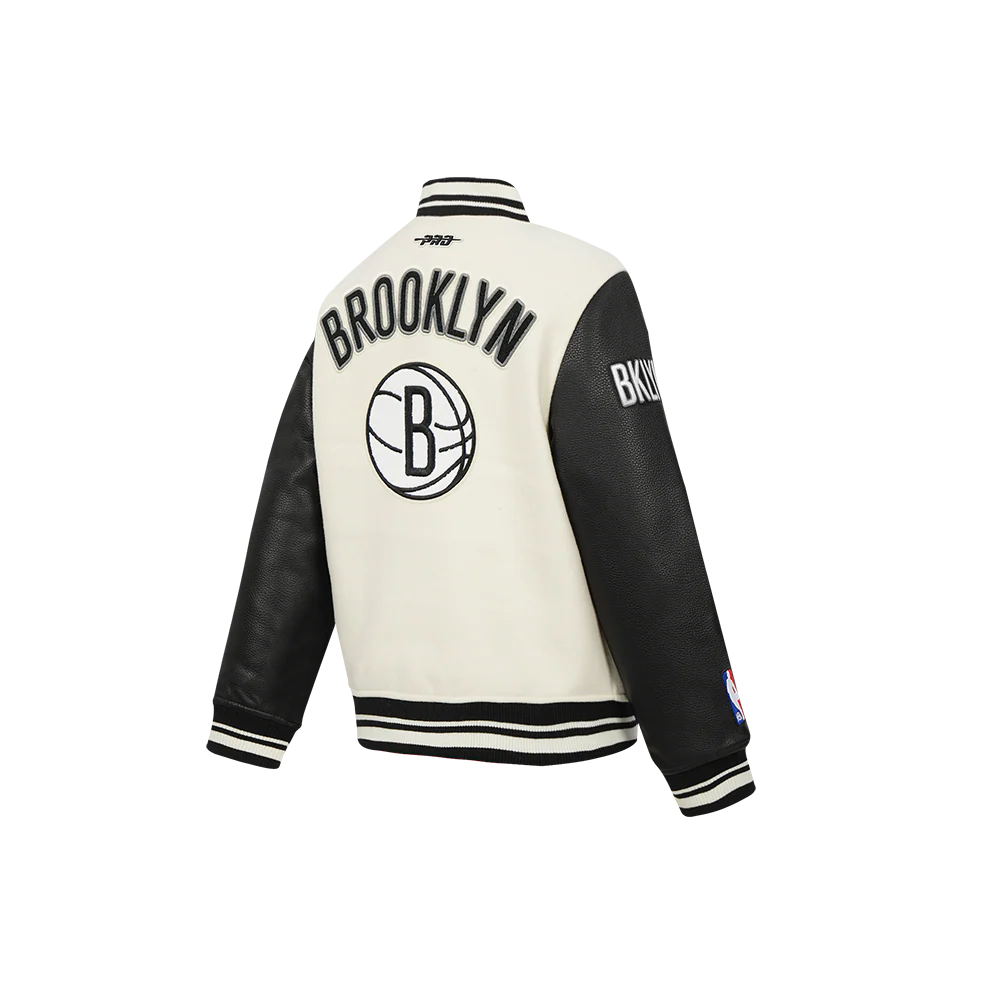 NBA BROOKLYN NETS RETRO CLASSIC LITTLE BOYS RIB WOOL VARSITY JACKET