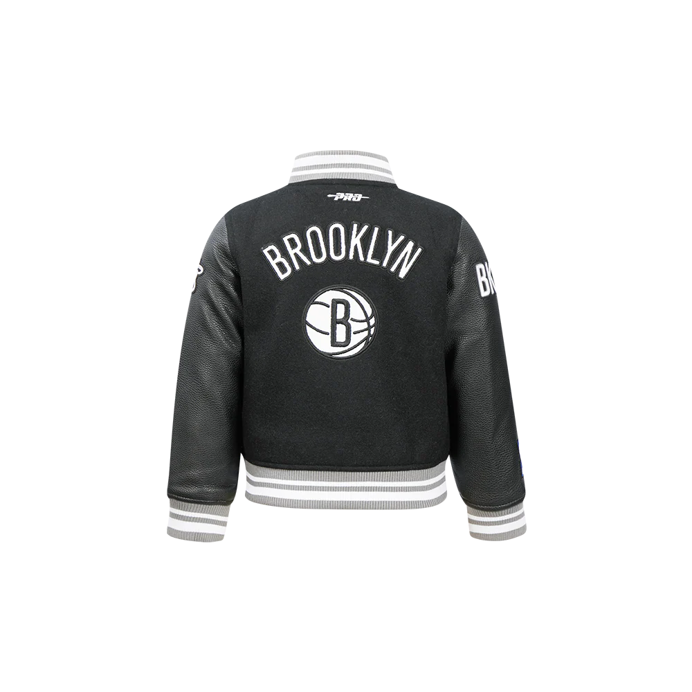 NBA BROOKLYN NETS RETRO CLASSIC TODDLER BOYS RIB WOOL VARSITY JACKET