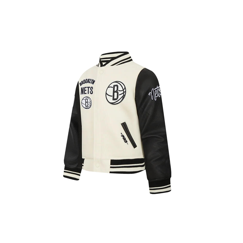 NBA BROOKLYN NETS RETRO CLASSIC TODDLER BOYS RIB WOOL VARSITY JACKET
