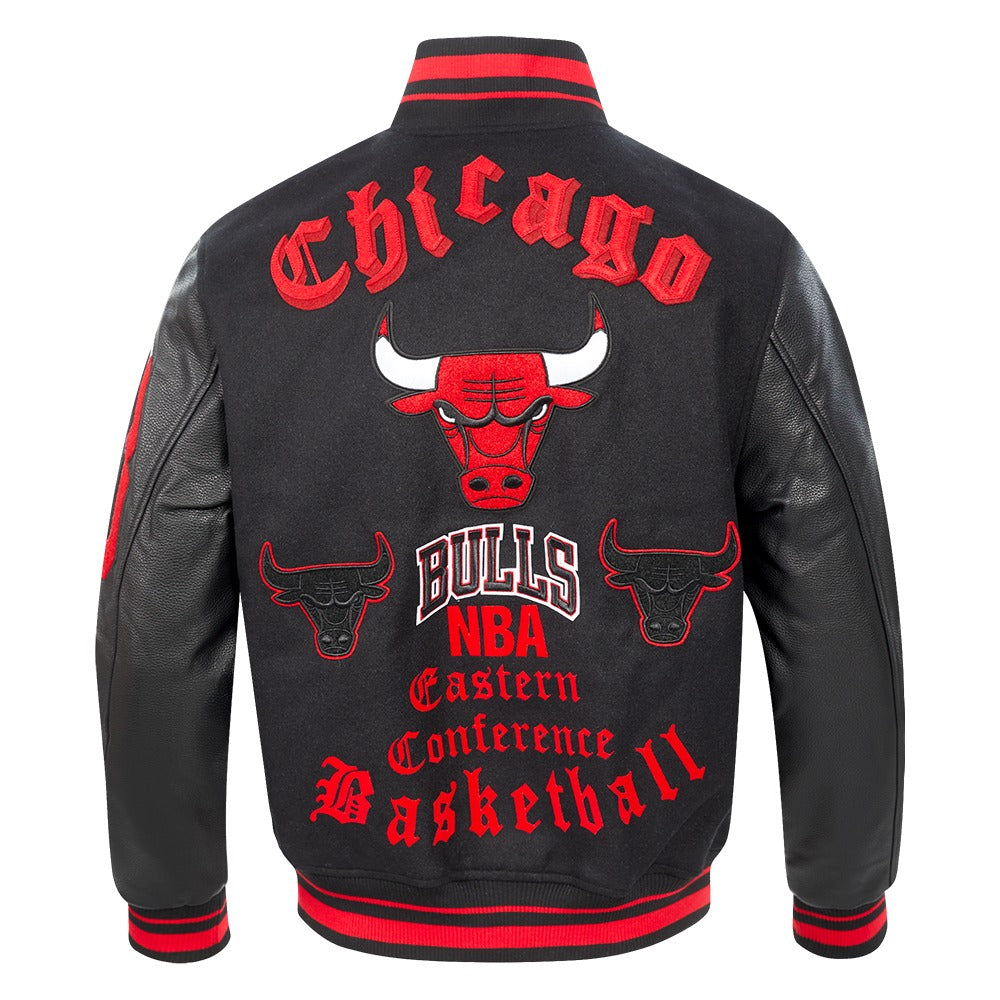 CHICAGO BULLS OLD ENGLISH RIB WOOL VARSITY JACKET