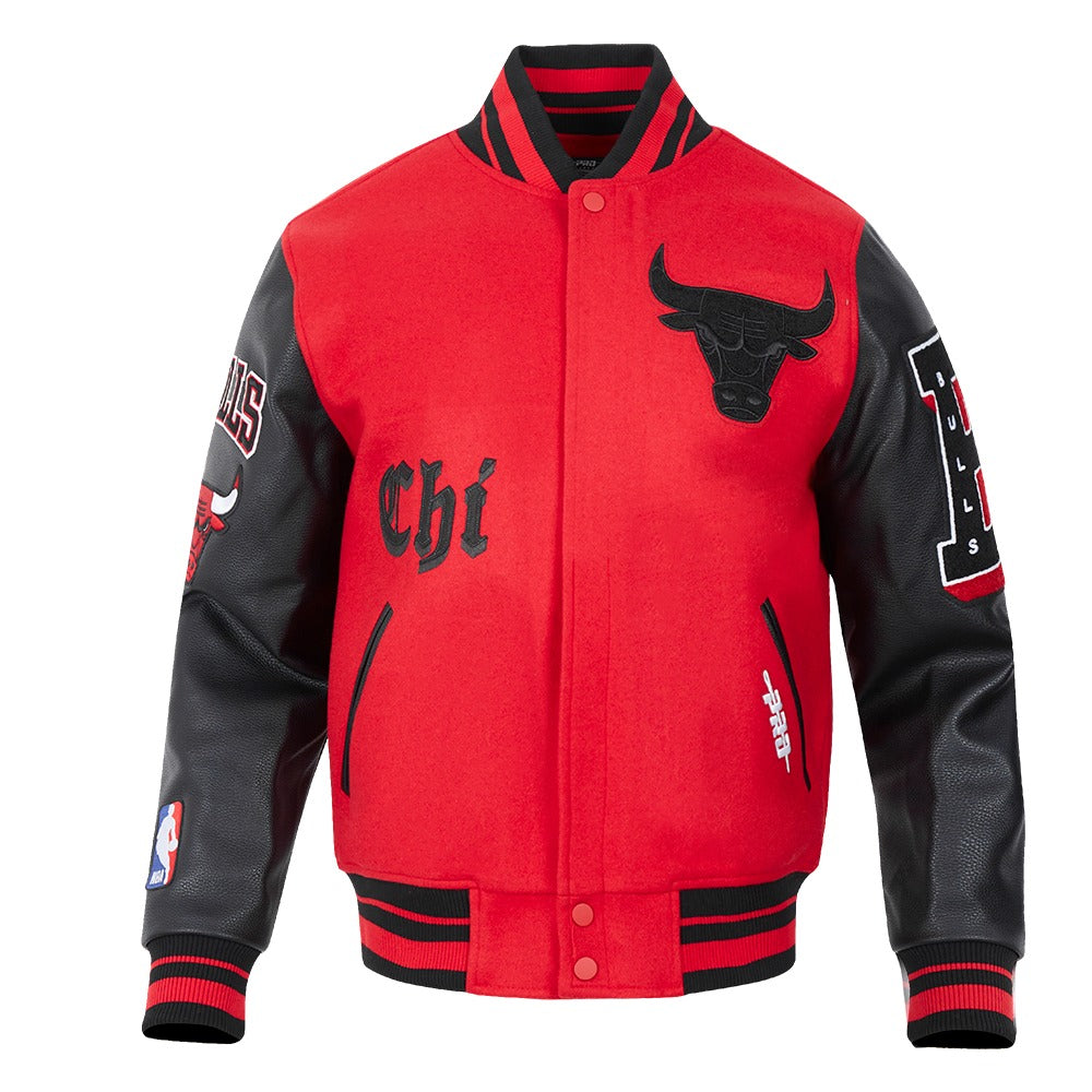 CHICAGO BULLS OLD ENGLISH RIB WOOL VARSITY JACKET