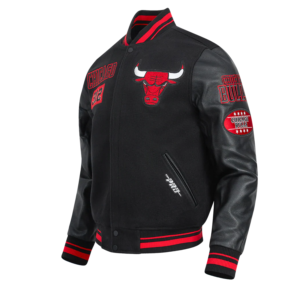 NBA CHICAGO BULLS AREA CODE MEN'S RIB WOOL VARSITY JACKET