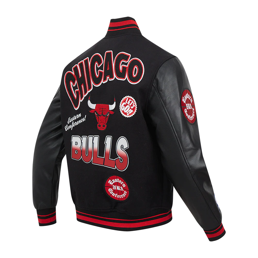NBA CHICAGO BULLS TURN IT UP MEN'S RIB WOOL VARSITY JACKET