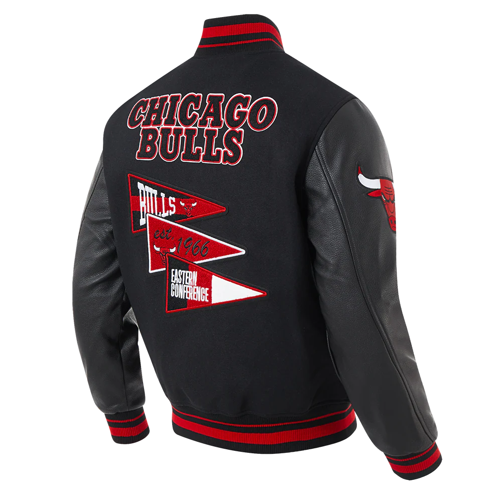 NBA CHICAGO BULLS TEAM PENNANTS MEN'S RIB WOOL VARSITY JACKET