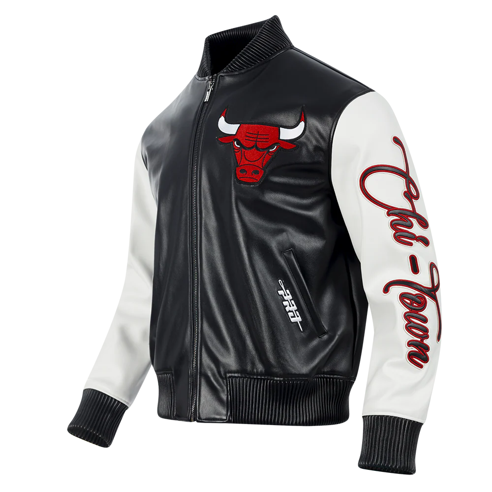 NBA CHICAGO BULLS CITY SIGNATURE MEN'S LEATHER VARSITY JACKET