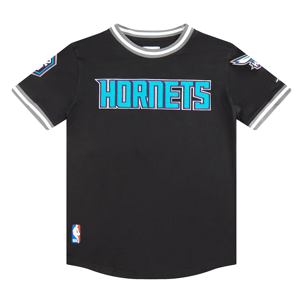 NBA CHARLOTTE HORNETS CLASSIC BIG BOYS SHORT SLEEVE STRIPED RIB TEE