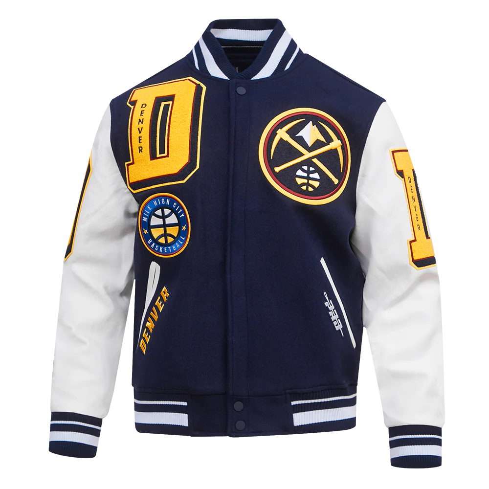 NBA DENVER NUGGETS MASHUP MEN'S RIB WOOL VARSITY JACKET