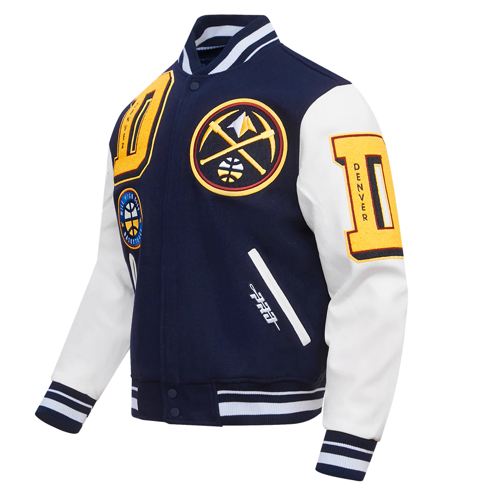 NBA DENVER NUGGETS MASHUP MEN'S RIB WOOL VARSITY JACKET