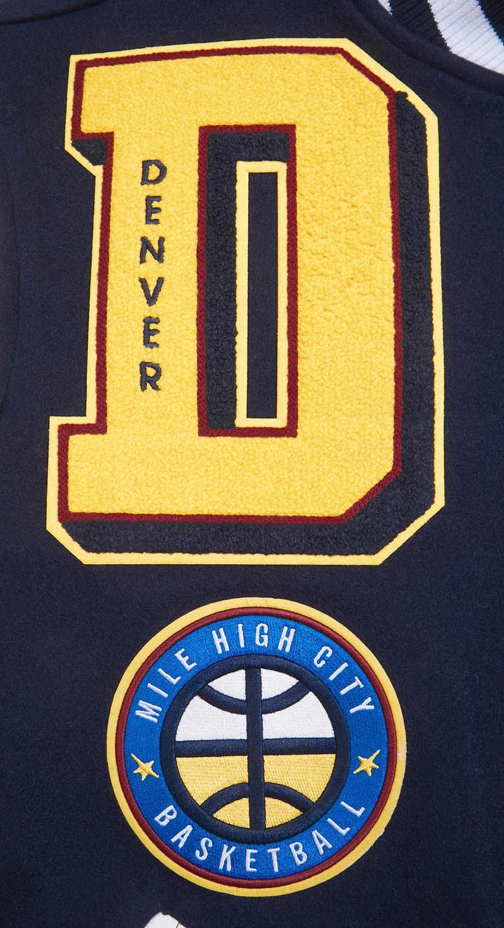 NBA DENVER NUGGETS MASHUP MEN'S RIB WOOL VARSITY JACKET