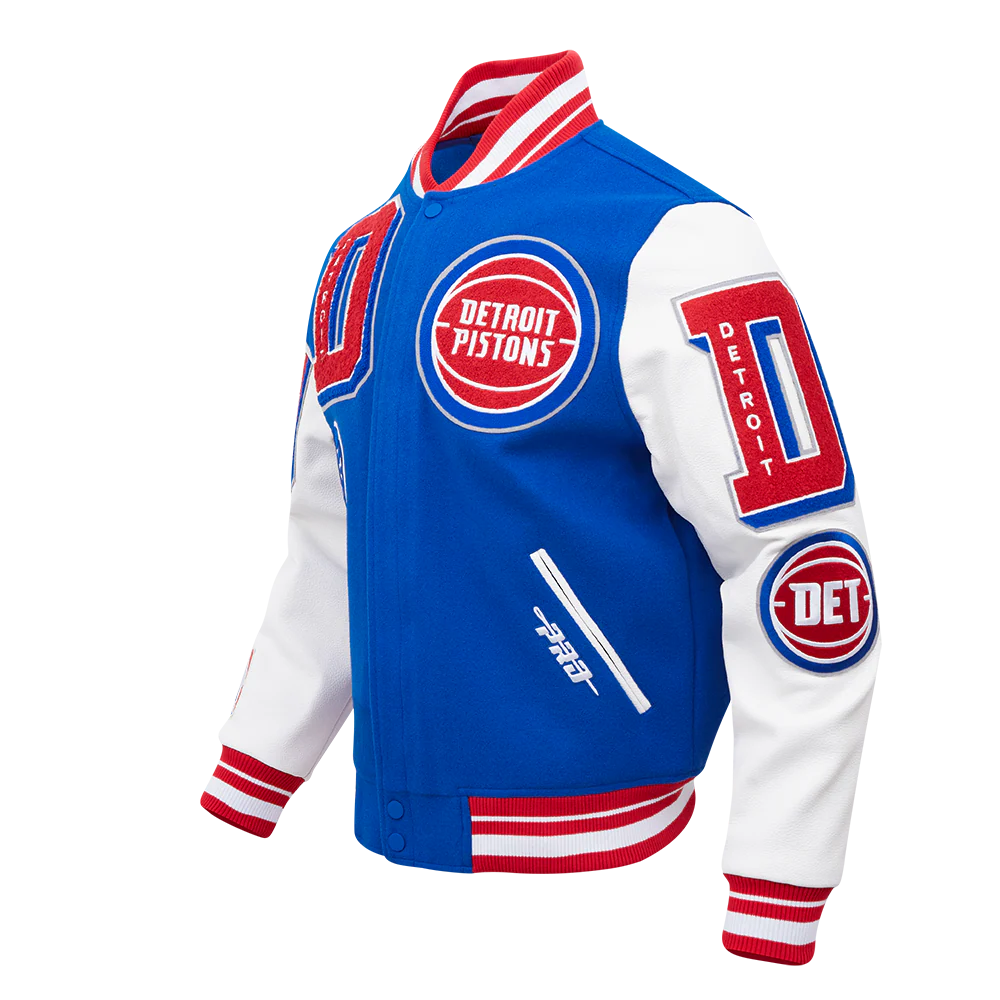 NBA DETROIT PISTONS MASHUP MEN'S RIB WOOL VARSITY JACKET