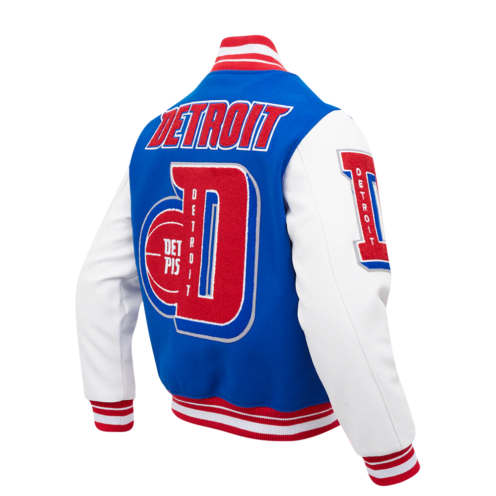 NBA DETROIT PISTONS MASHUP MEN'S RIB WOOL VARSITY JACKET