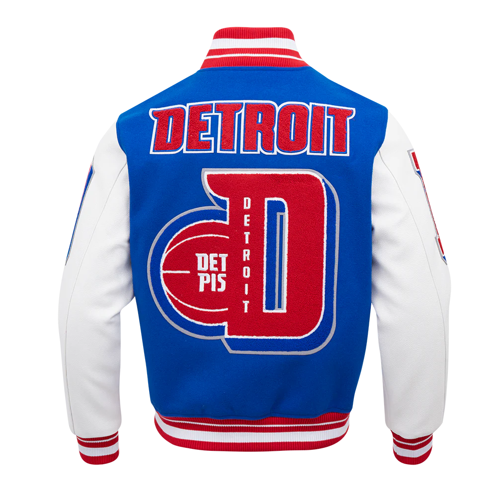 NBA DETROIT PISTONS MASHUP MEN'S RIB WOOL VARSITY JACKET