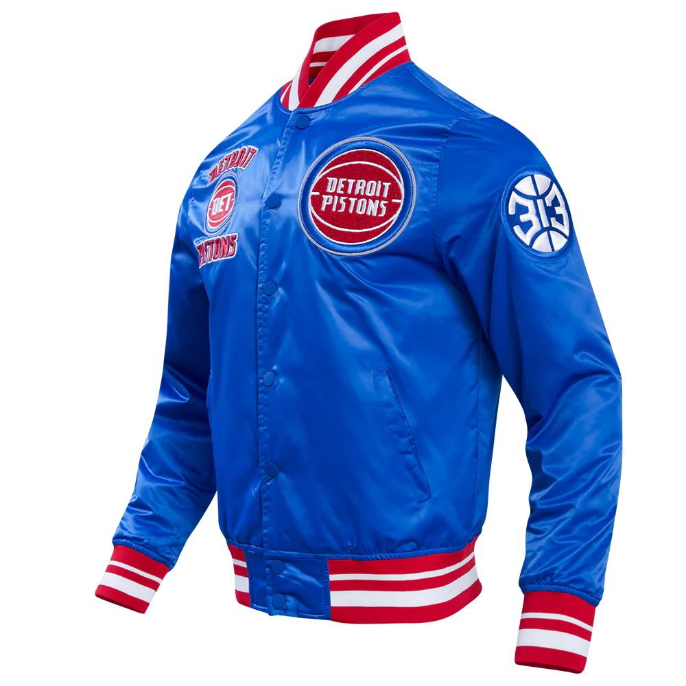 NBA DETROIT PISTONS RETRO CLASSIC MEN'S RIB SATIN JACKET