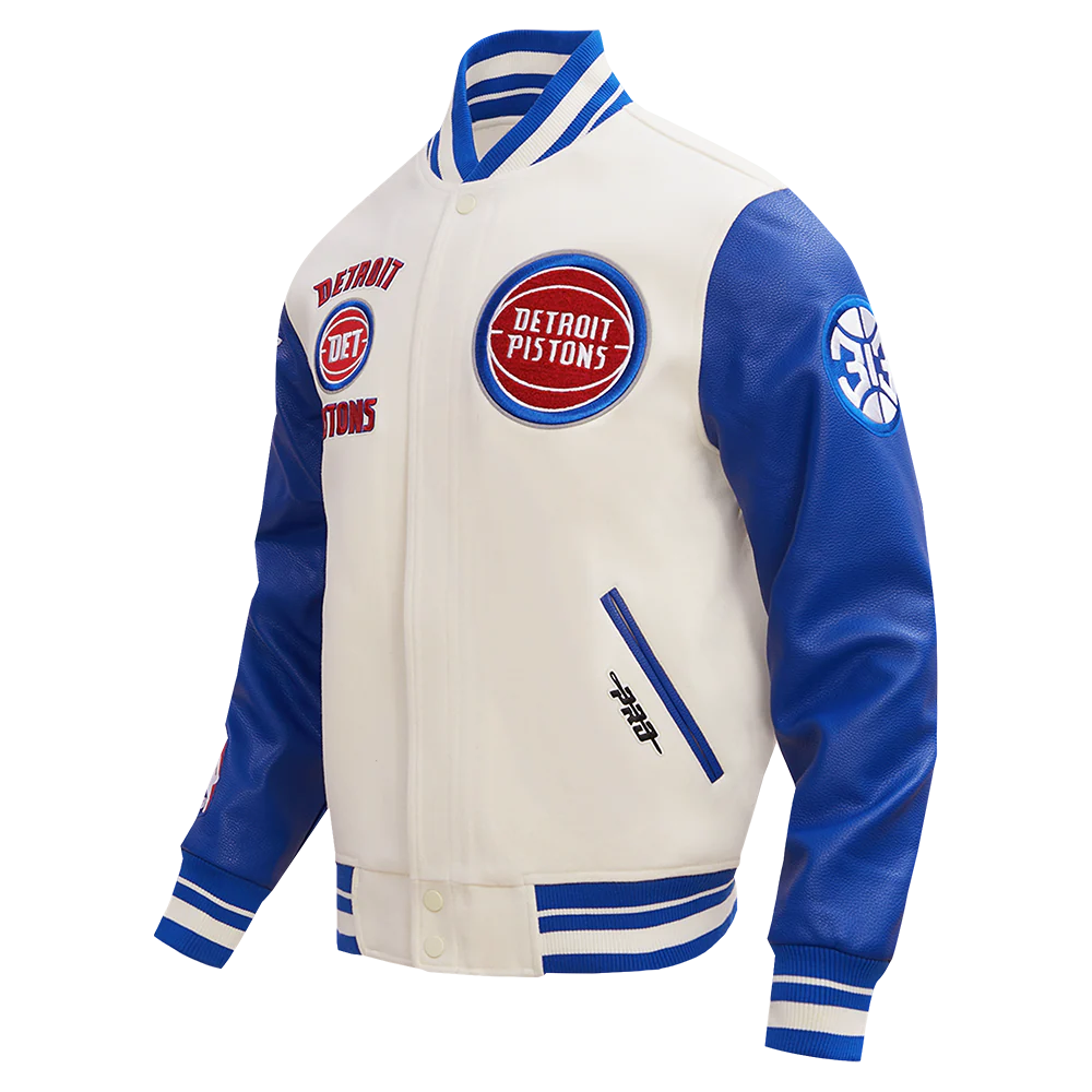 NBA DETROIT PISTONS RETRO CLASSIC MEN'S RIB WOOL VARSITY JACKET