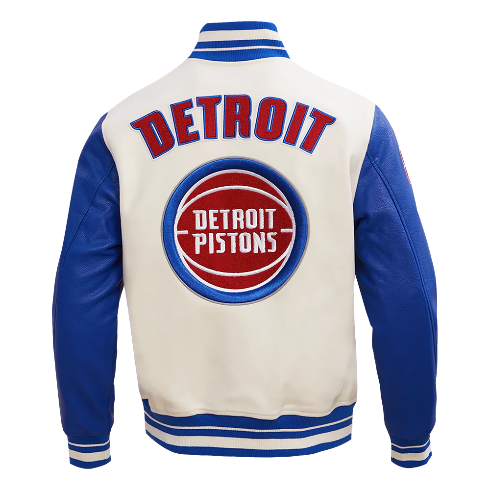 NBA DETROIT PISTONS RETRO CLASSIC MEN'S RIB WOOL VARSITY JACKET