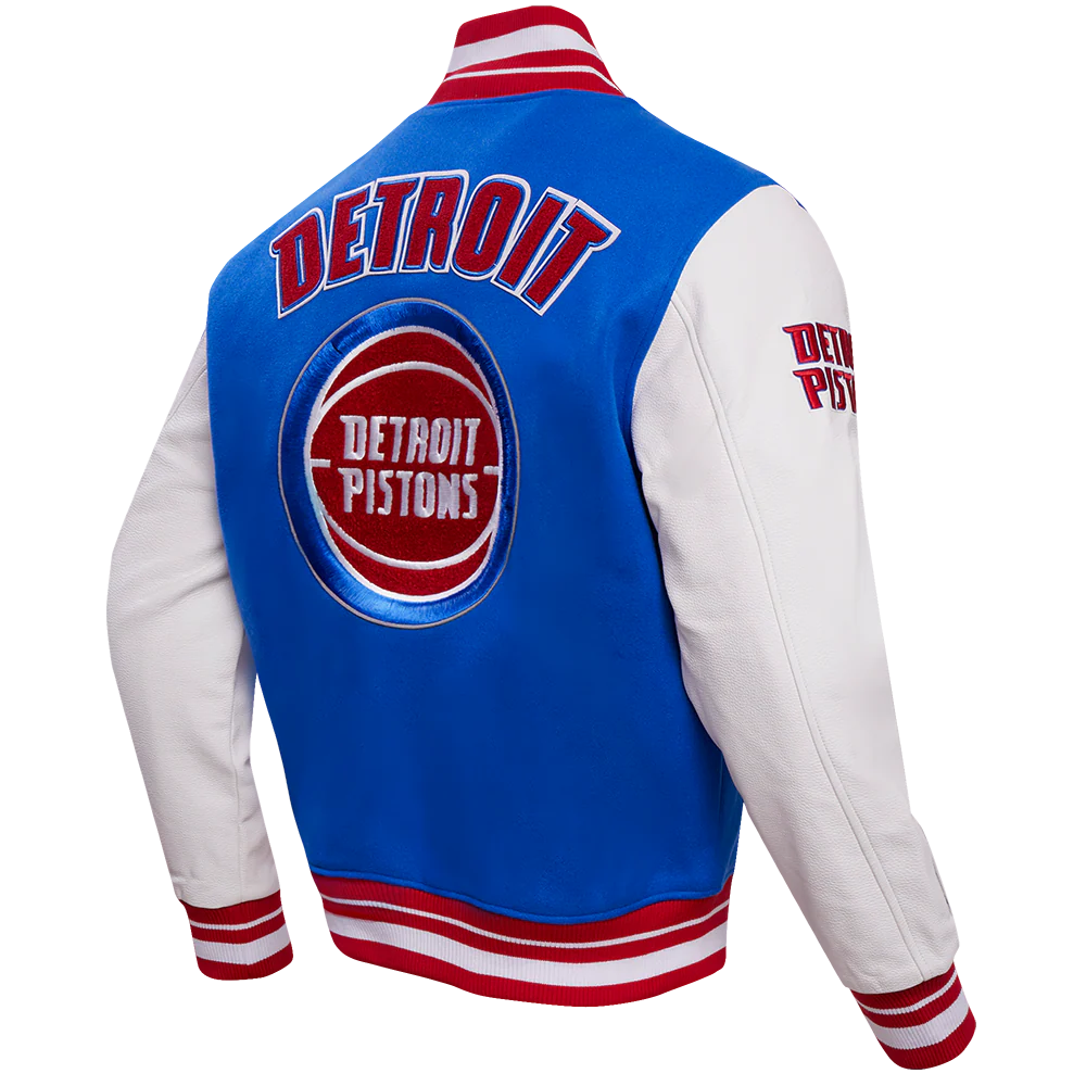 NBA DETROIT PISTONS RETRO CLASSIC MEN'S RIB WOOL VARSITY JACKET