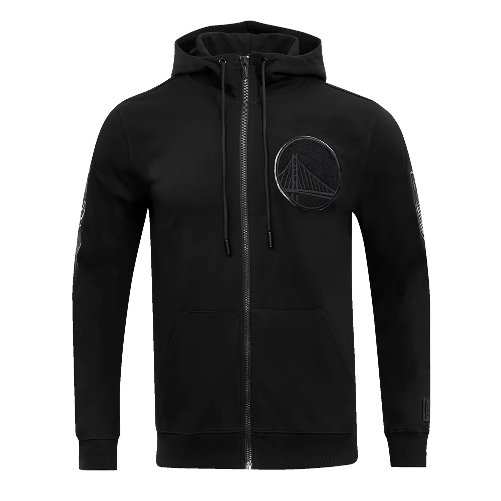 NBA GOLDEN STATE WARRIORS TRIPLE BLACK LOGO ZIPPER HOODIE