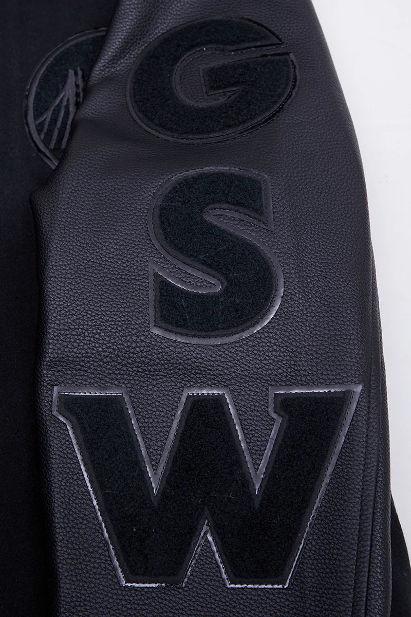 NBA GOLDEN STATE WARRIORS TRIPLE BLACK MEN'S VARSITY JACKET