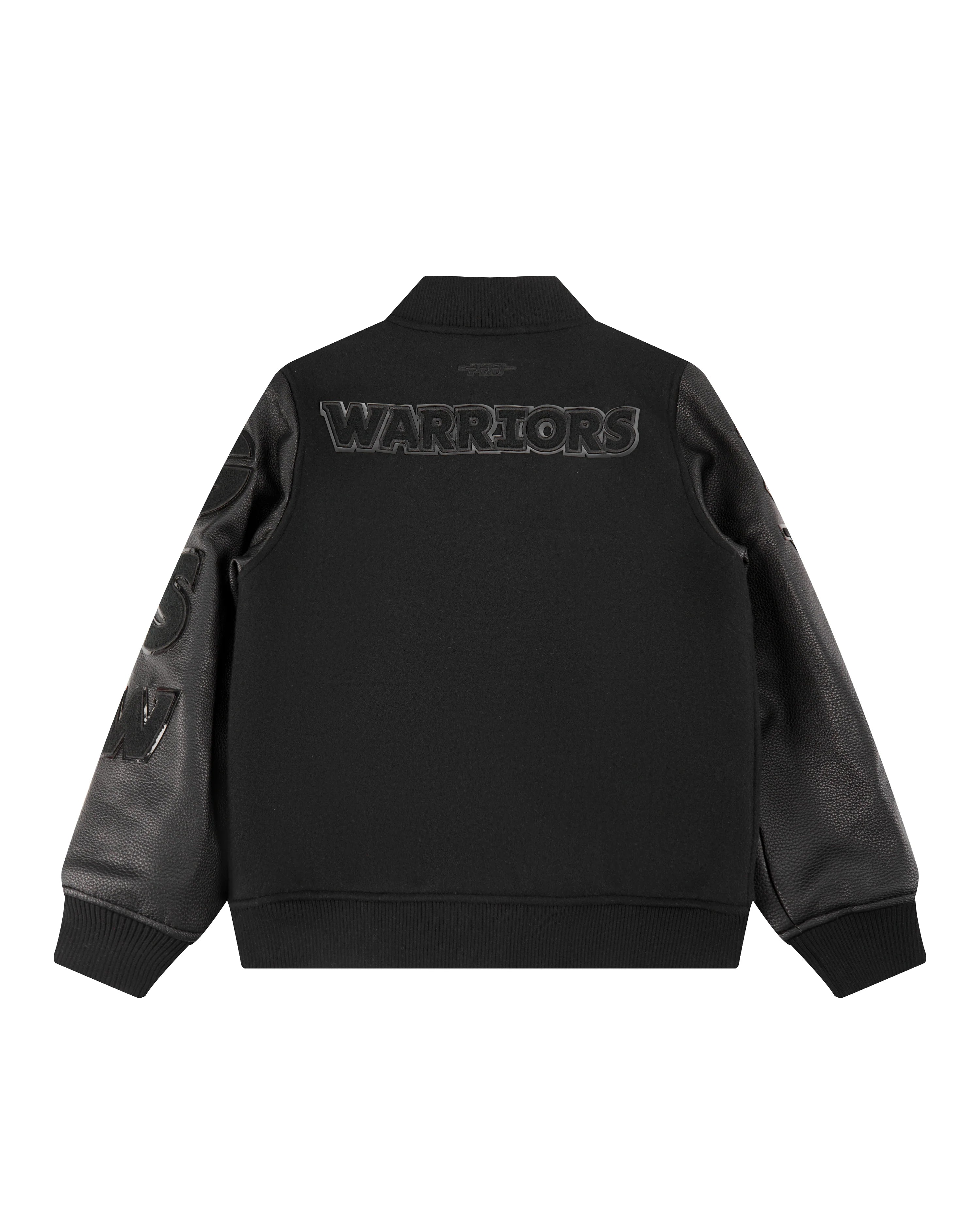 NBA GOLDEN STATE WARRIORS TRIPLE BLACK BIG BOYS WOOL VARSITY JACKET