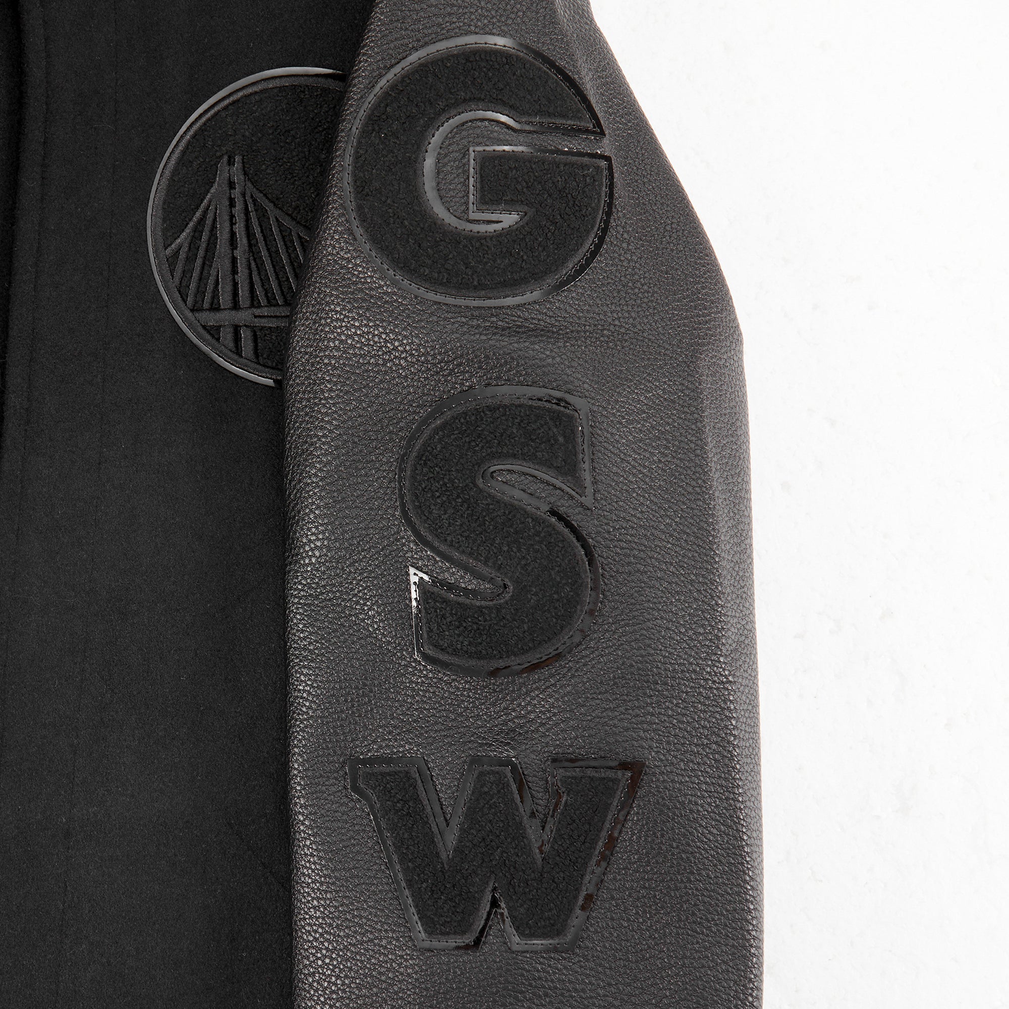 NBA GOLDEN STATE WARRIORS TRIPLE BLACK BIG BOYS WOOL VARSITY JACKET