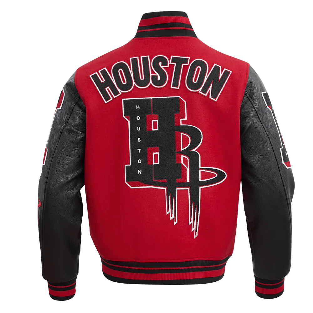 NBA HOUSTON ROCKETS MASHUP MEN'S RIB WOOL VARSITY JACKET