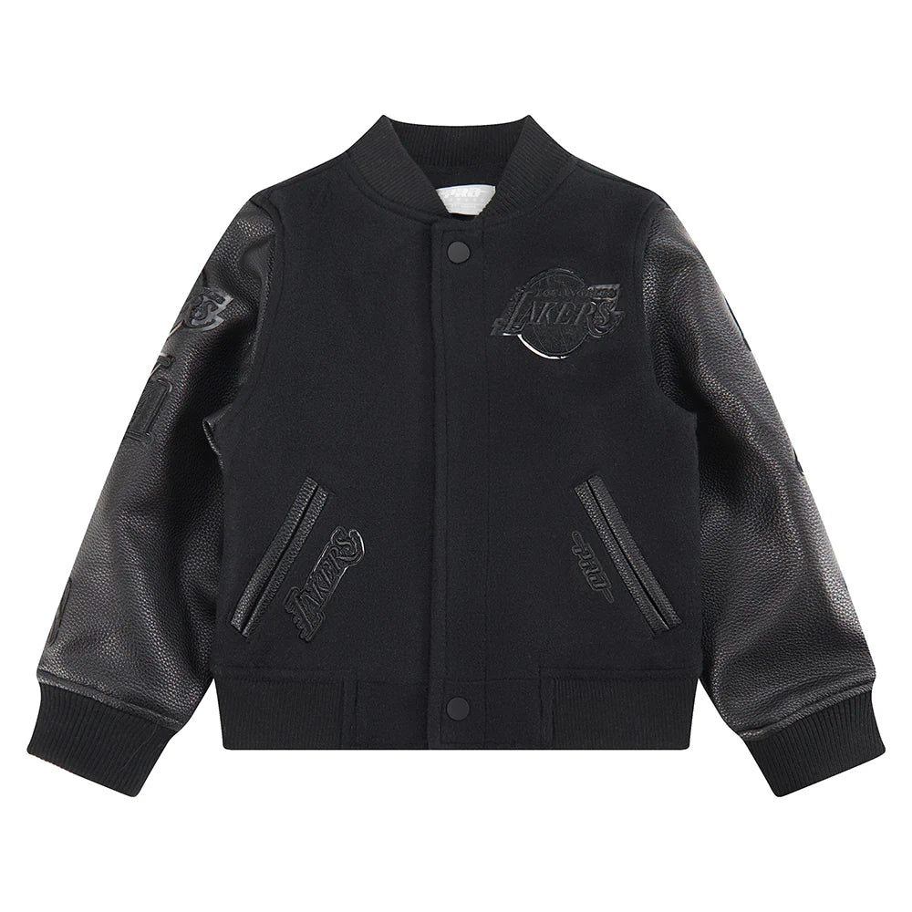 NBA LOS ANGELES LAKERS TRIPLE BLACK TODDLER BOYS WOOL VARSITY JACKET