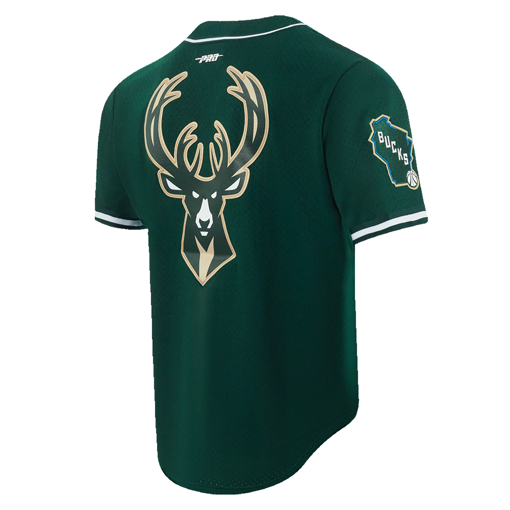 NBA MILWAUKEE BUCKS CLASSIC MEN'S MESH BUTTON DOWN JERSEY