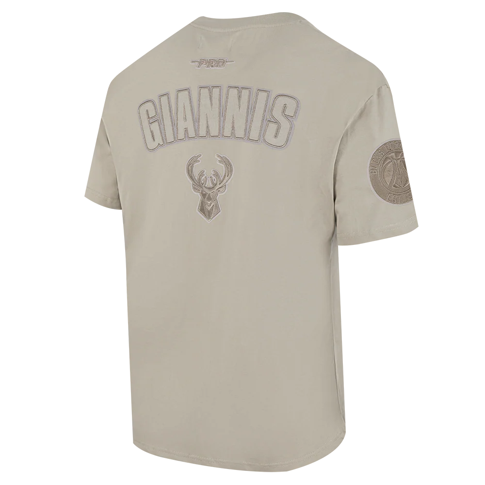 NBA MILWAUKEE BUCKS GIANNIS ANTETOKOUNMPO #34 NEUTRAL PNN MEN'S CJ DROP SHOULDER TEE