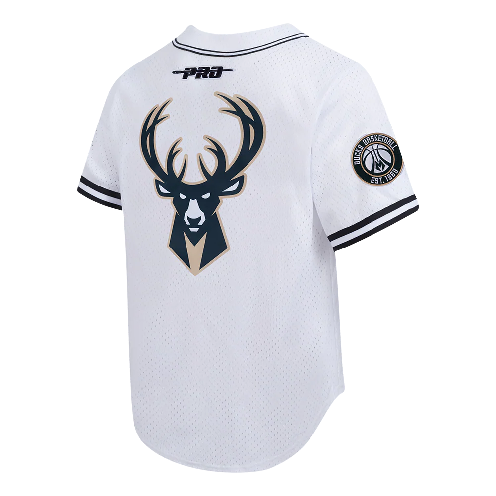 NBA MILWAUKEE BUCKS GIANNIS ANTETOKOUNMPO #34 CLASSIC MESH PNN MEN'S MESH BUTTON DOWN SHIRT