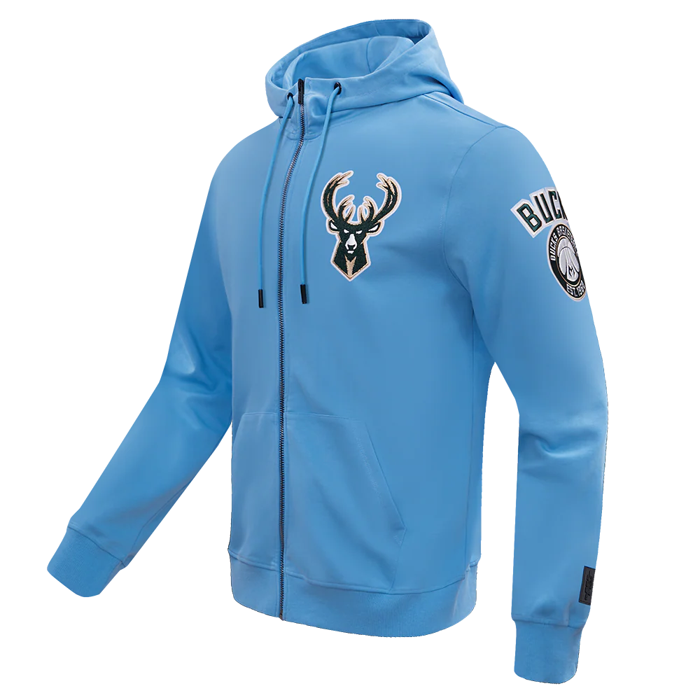 NBA MILWAUKEE BUCKS CLASSIC CHENILLE MEN'S FULL ZIP PULLOVER HOODIE