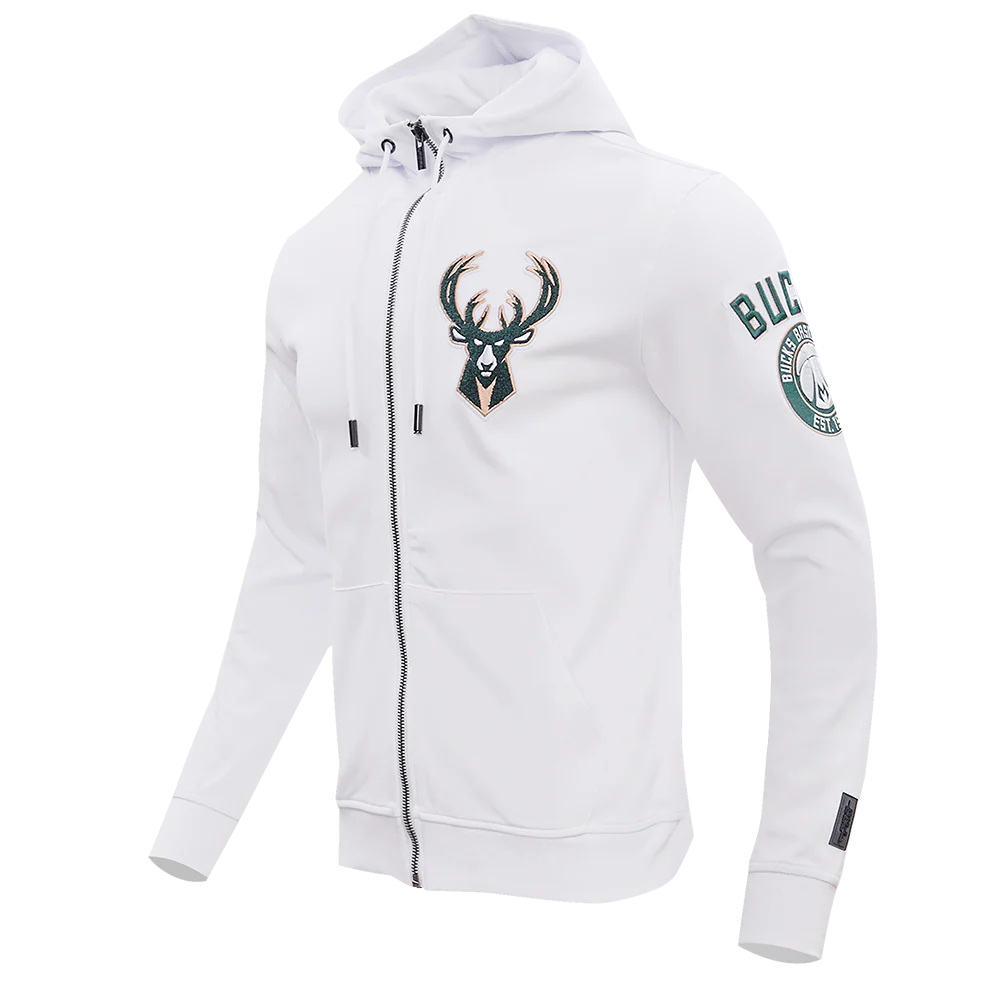 NBA MILWAUKEE BUCKS CLASSIC CHENILLE MEN'S FULL ZIP PULLOVER HOODIE