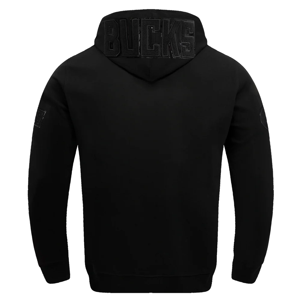 NBA MILWAUKEE BUCKS TRIPLE BLACK LOGO MEN'S PULLOVER HOODIE
