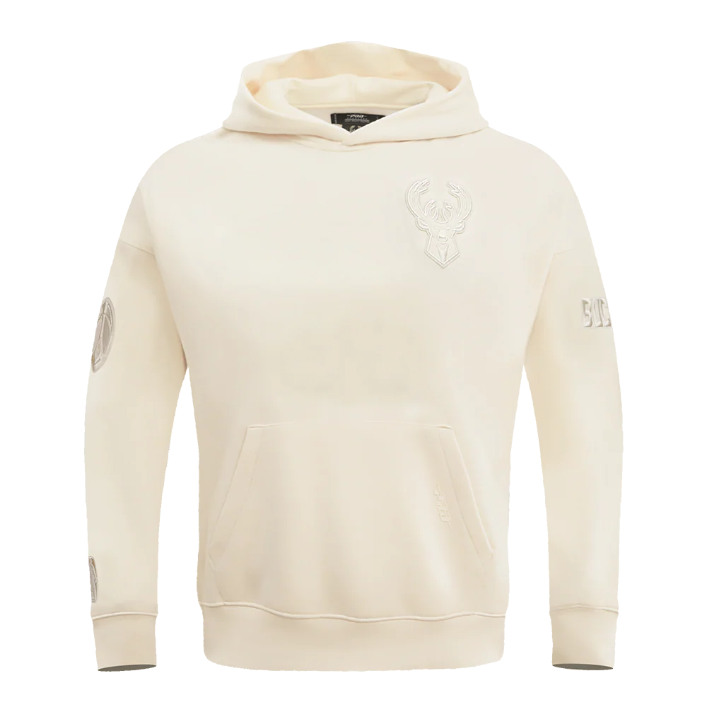 NBA MILWAUKEE BUCKS NEUTRAL DROP SHOULDER MEN'S PULLOVER HOODIE