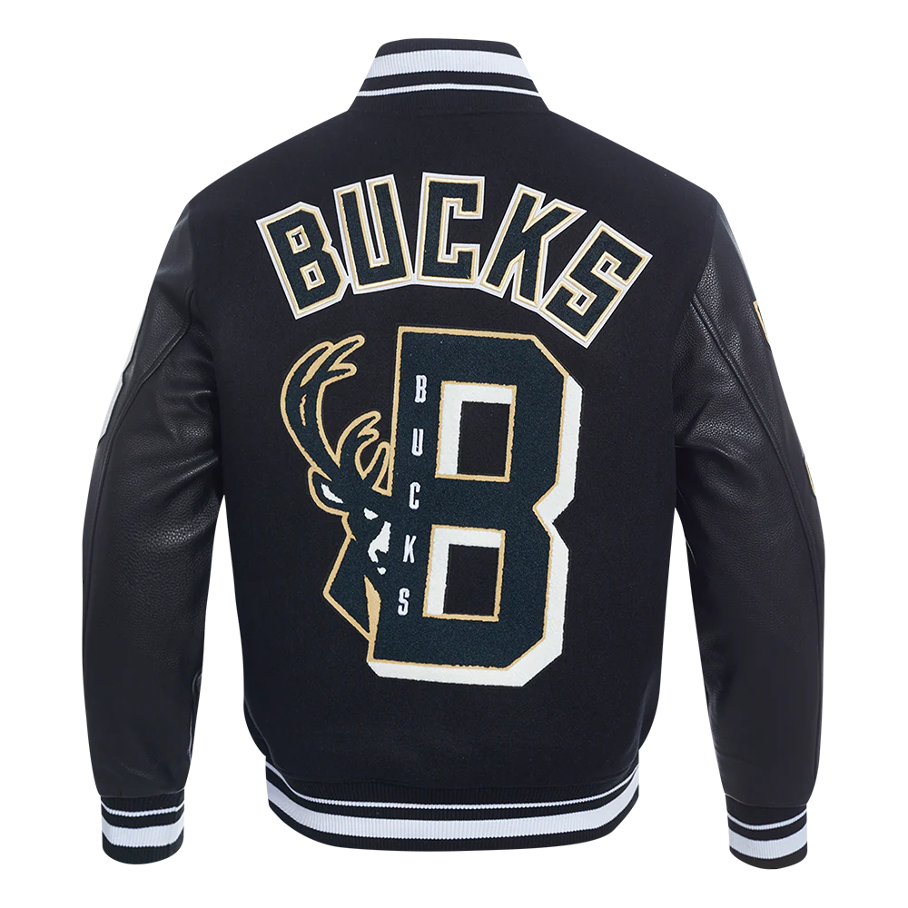 NBA MILWAUKEE BUCKS MASHUP MEN'S RIB WOOL VARSITY JACKET