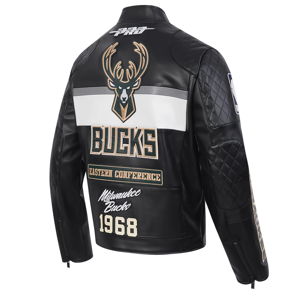 NBA MILWAUKEE BUCKS MEN'S MOTO JACKET