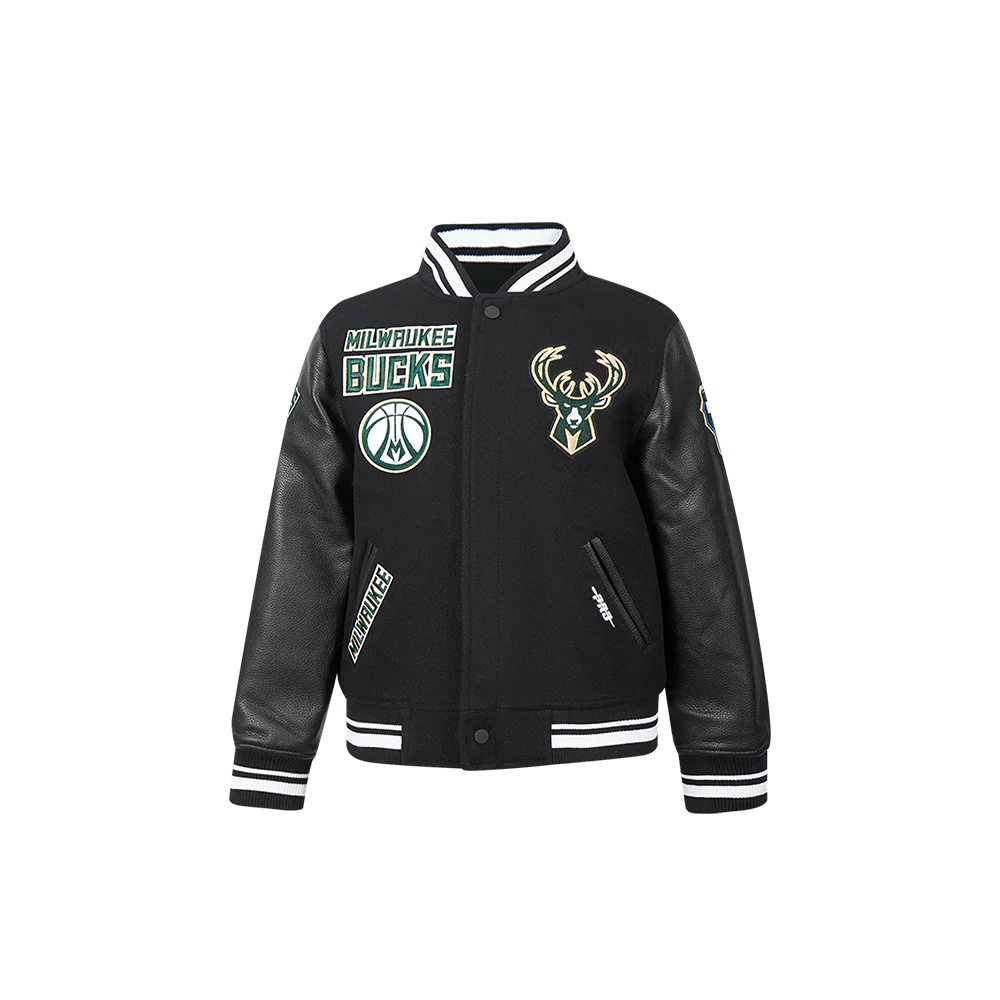 NBA MILWAUKEE BUCKS RETRO CLASSIC TODDLER BOYS RIB WOOL VARSITY JACKET