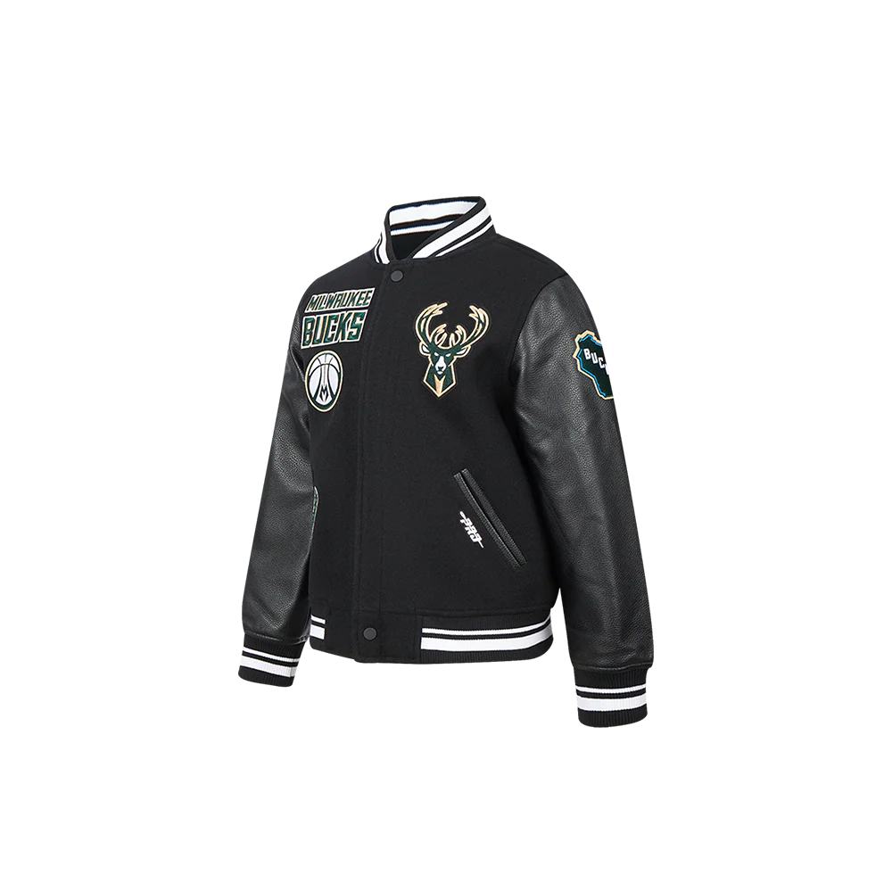 NBA MILWAUKEE BUCKS RETRO CLASSIC TODDLER BOYS RIB WOOL VARSITY JACKET