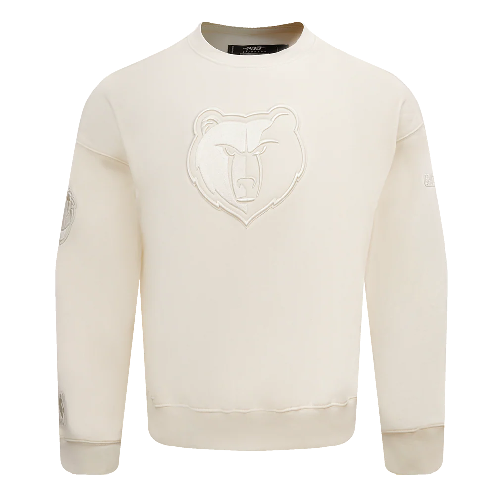 NBA MEMPHIS GRIZZLIES NEUTRAL DROP SHOULDER FLEECE CREWNECK