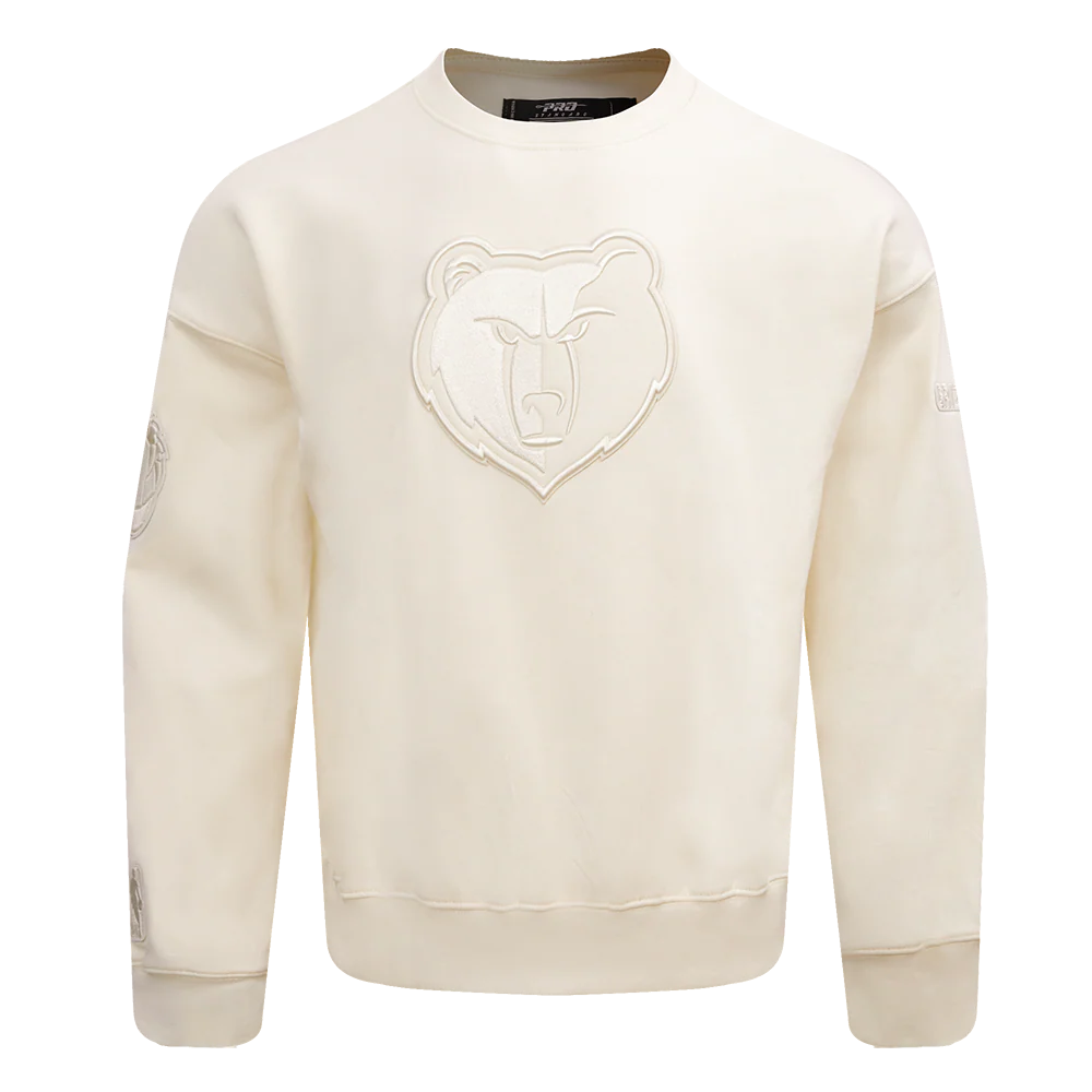 NBA MEMPHIS GRIZZLIES NEUTRAL DROP SHOULDER FLEECE CREWNECK