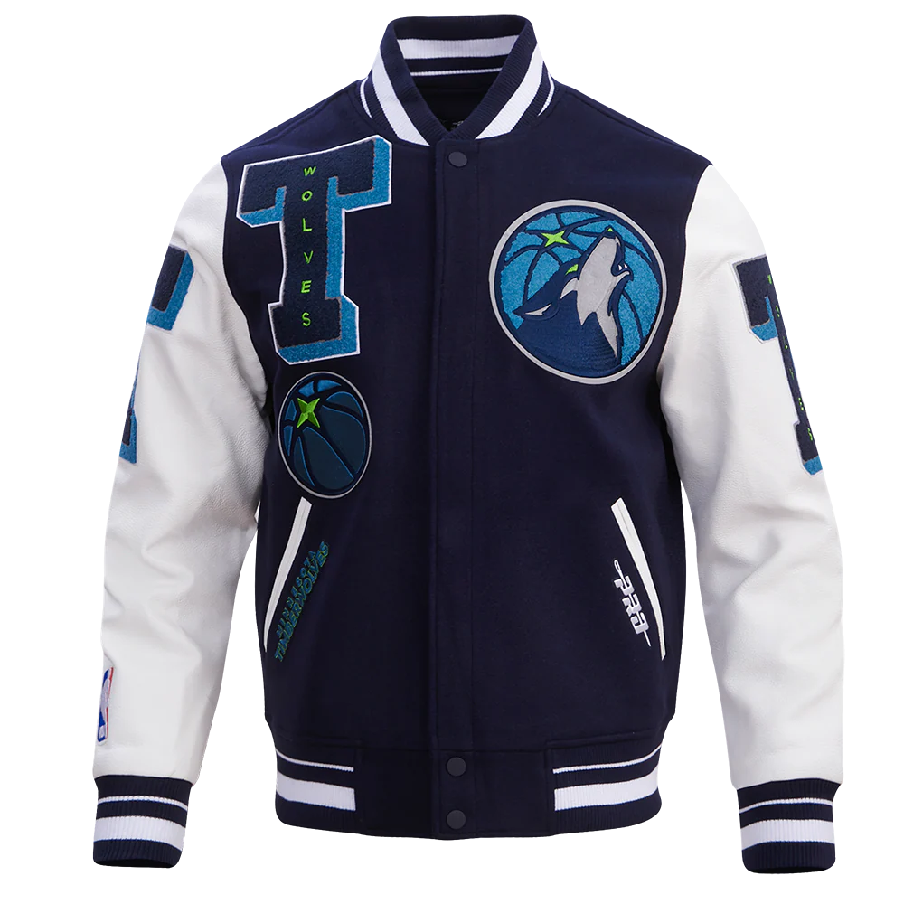 NBA MINNESOTA TIMBERWOLVES MASHUP MEN'S RIB WOOL VARSITY JACKET