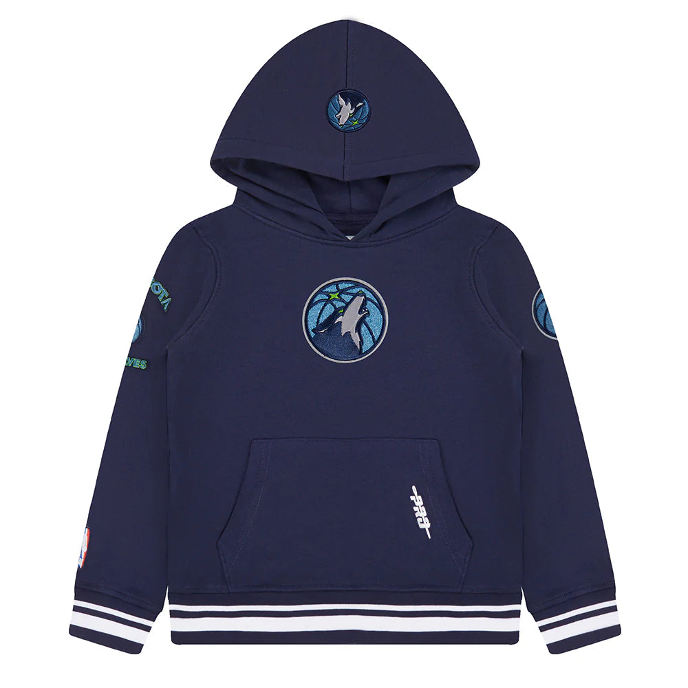 NBA MINNESOTA TIMBERWOLVES RETRO CLASSIC LITTLE BOYS RIB FLEECE PULLOVER HOODIE
