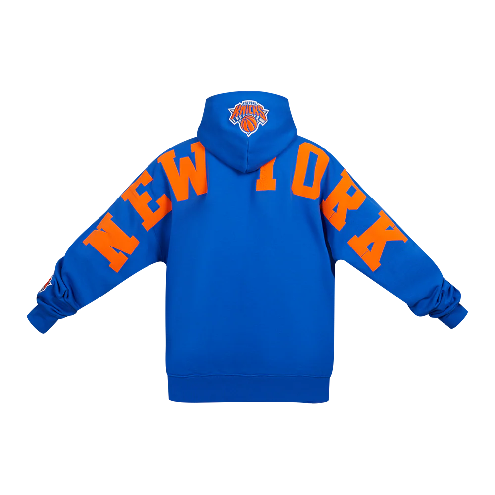 NBA NEW YORK KNICKS WINGSPAN MEN'S DROP SHOULDER FLEECE PULLOVER HOODIE
