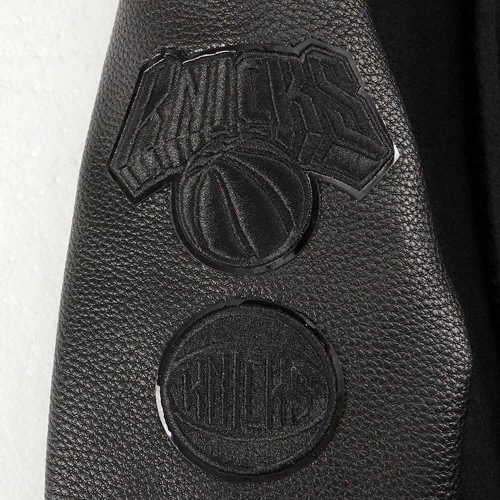 NBA NEW YORK KNICKS TRIPLE BLACK TODDLER BOYS WOOL VARSITY JACKET