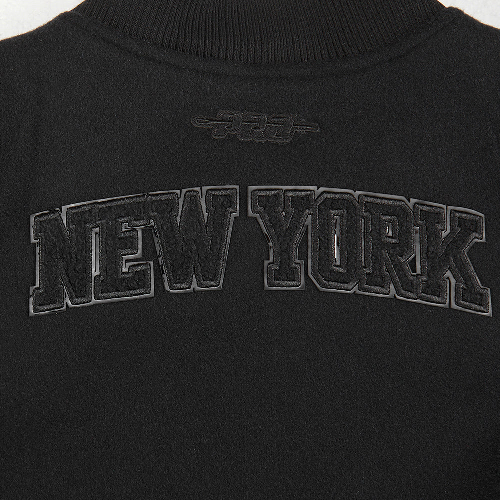 NBA NEW YORK KNICKS TRIPLE BLACK TODDLER BOYS WOOL VARSITY JACKET