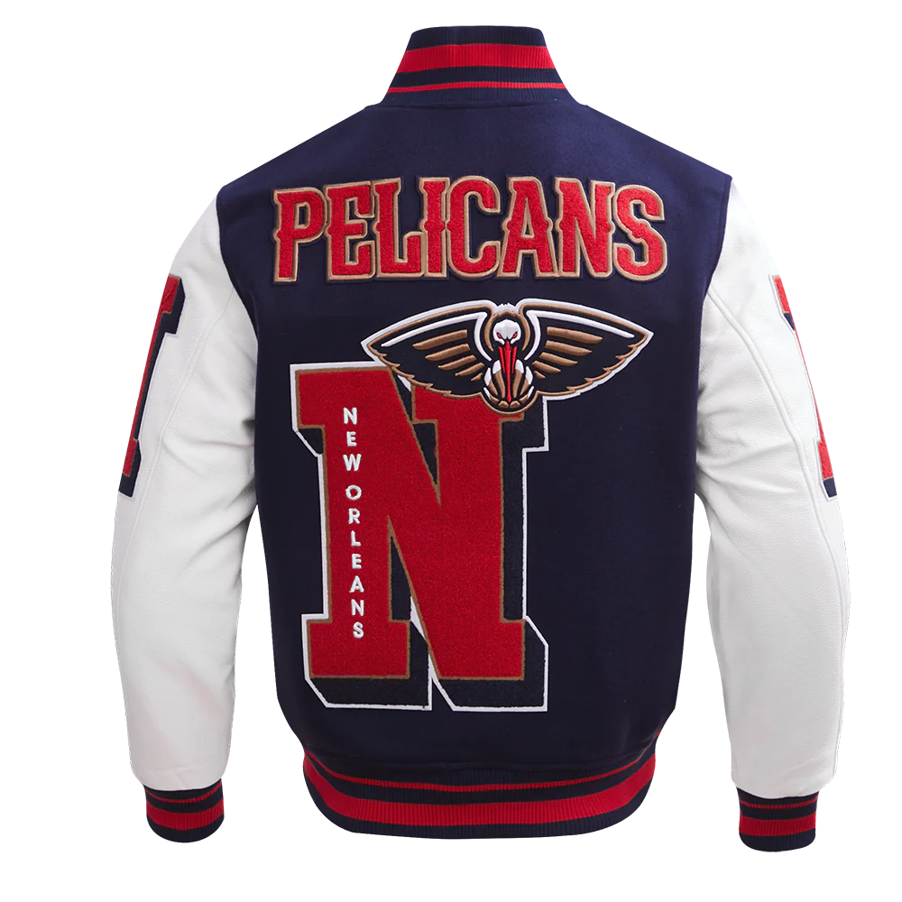 NBA NEW ORLEANS PELICANS MASHUP MEN'S RIB WOOL VARSITY JACKET