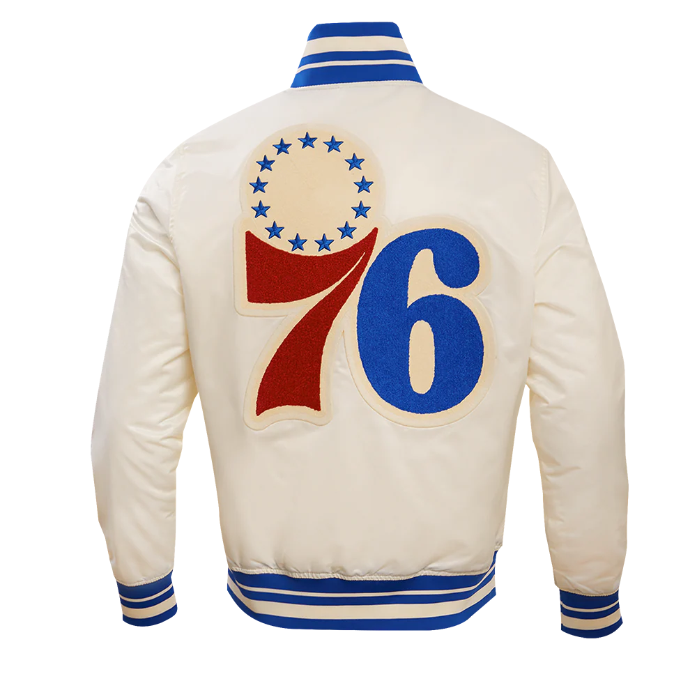 NBA PHILADELPHIA 76ERS RETRO CLASSIC MEN'S RIB SATIN JACKET