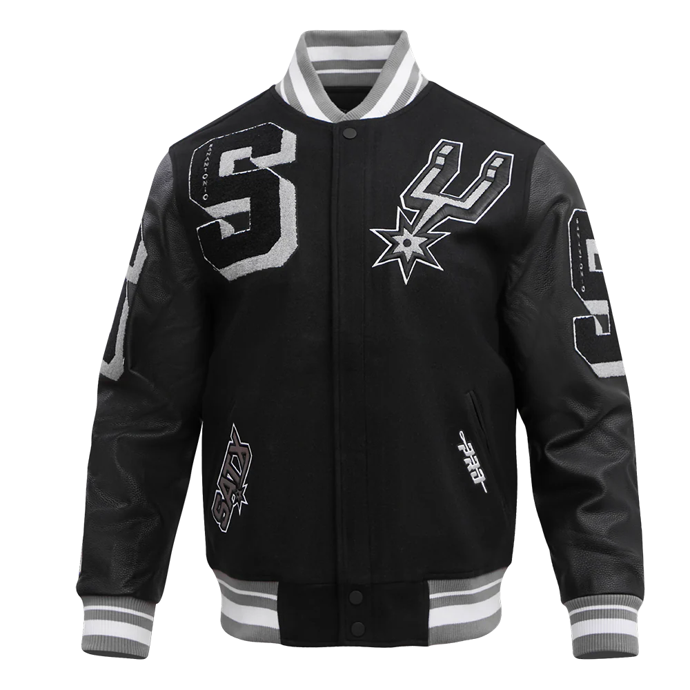 NBA SAN ANTONIO SPURS MASHUP MEN'S RIB WOOL VARSITY JACKET