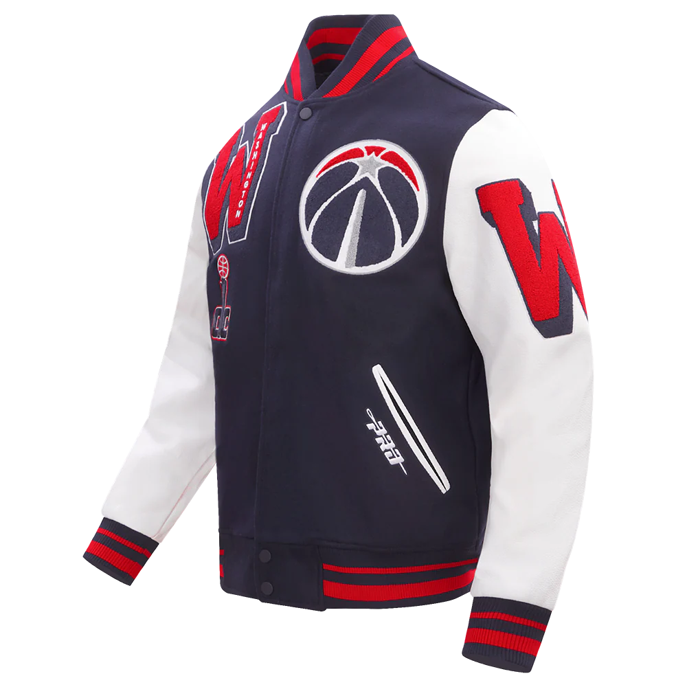 NBA WASHINGTON WIZARDS MASHUP MEN'S RIB WOOL VARSITY JACKET